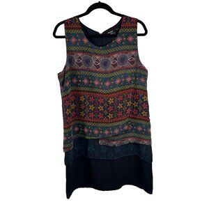 Deisgual Navy Flowy Patterned Summer Dress Women's Size 8